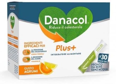 danone nutricia spa soc.ben. danacol plus+ 30 stick gel da 15ml gusto agrumi - integratore per il benessere cardiaco