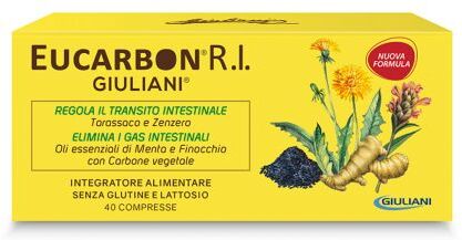 giuliani spa giuliani eucarbon ri integratore intestino 40 compresse - supporto naturale per il benessere digestivo