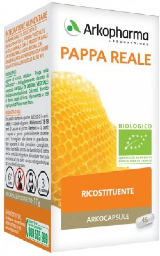 arkofarm srl arkopharma pappa reale bio 45 capsule - integratore alimentare bio con pappa reale liofilizzata