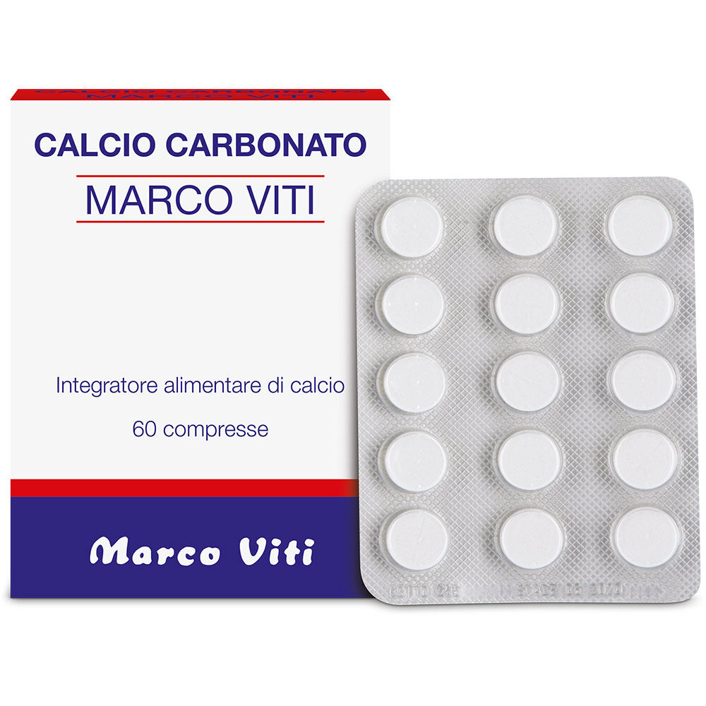 marco viti farmac calcio carbonato marco viti - 60 compresse - integratore di calcio per ossa forti e salute ossea