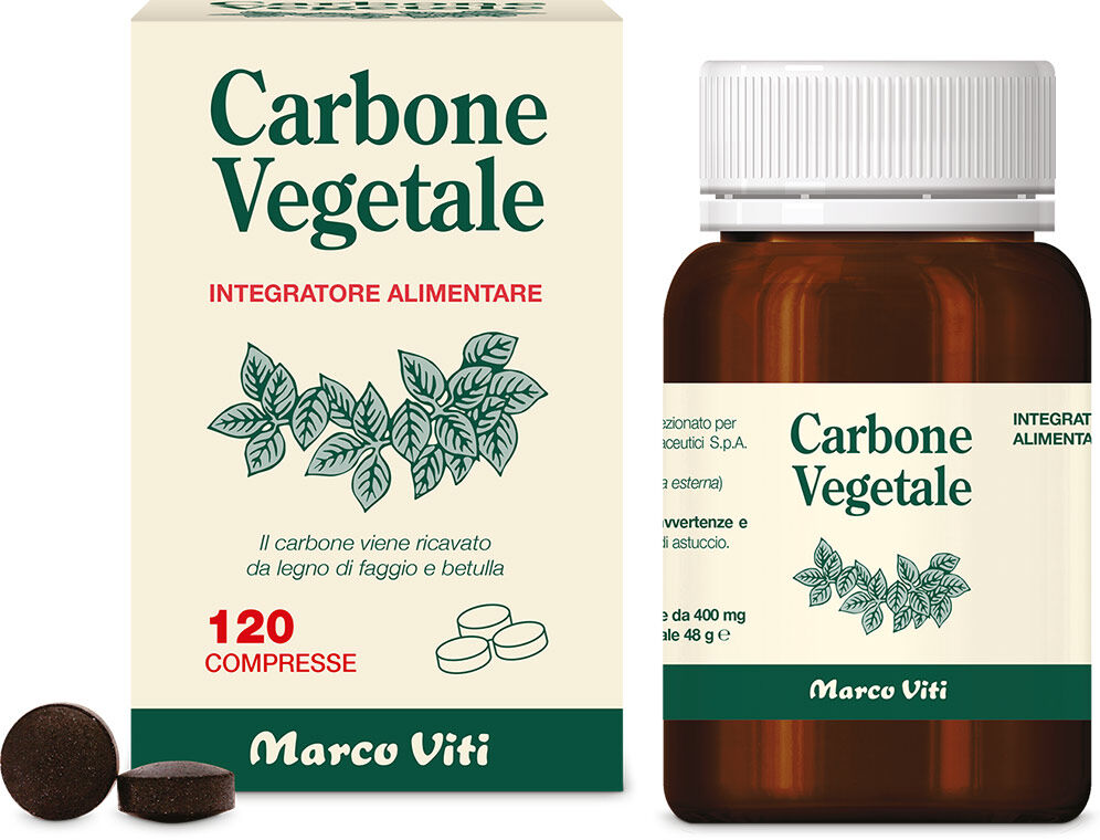 marco viti farmac carbone vegetale - 120 compresse - integratore per il benessere digestivo