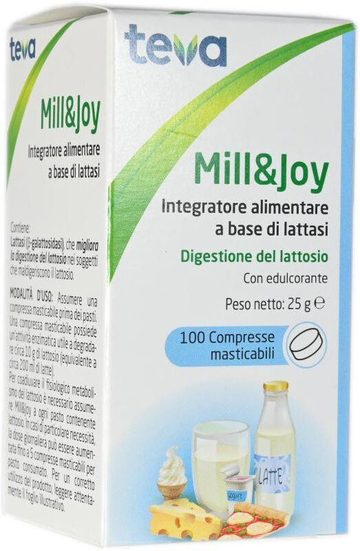 teva italia srl teva mill&joy 100 compresse masticabili - integratore per la digestione del lattosio