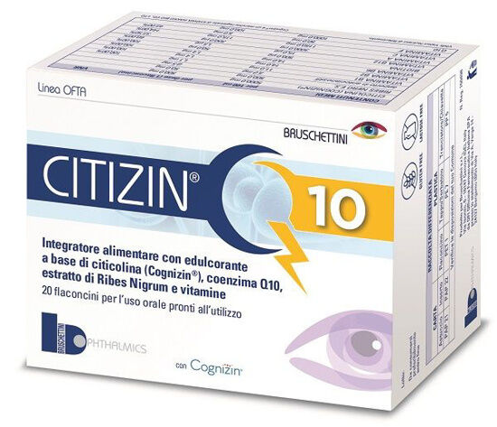 bruschettini srl citizin q10 - 20 flaconcini da 10ml per sostegno del metabolismo e delle funzioni visive