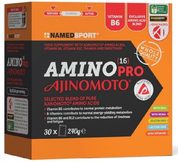 namedsport srl named sport - amino pro 16 ajinomoto 30 bustine - integratore di aminoacidi essenziali per il potenziamento delle prestazioni sportive