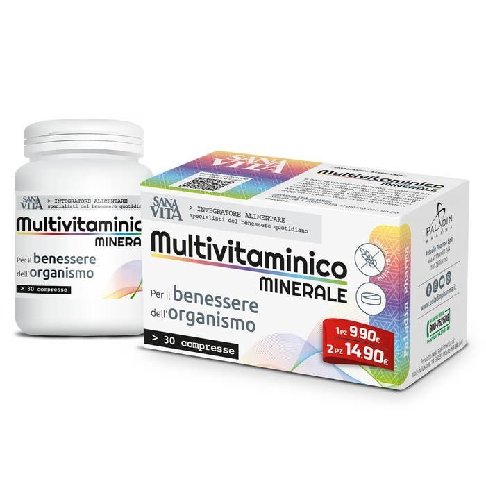 paladin pharma spa sanavita multivitaminico minerale 30 compresse - integratore per vitamine e minerali