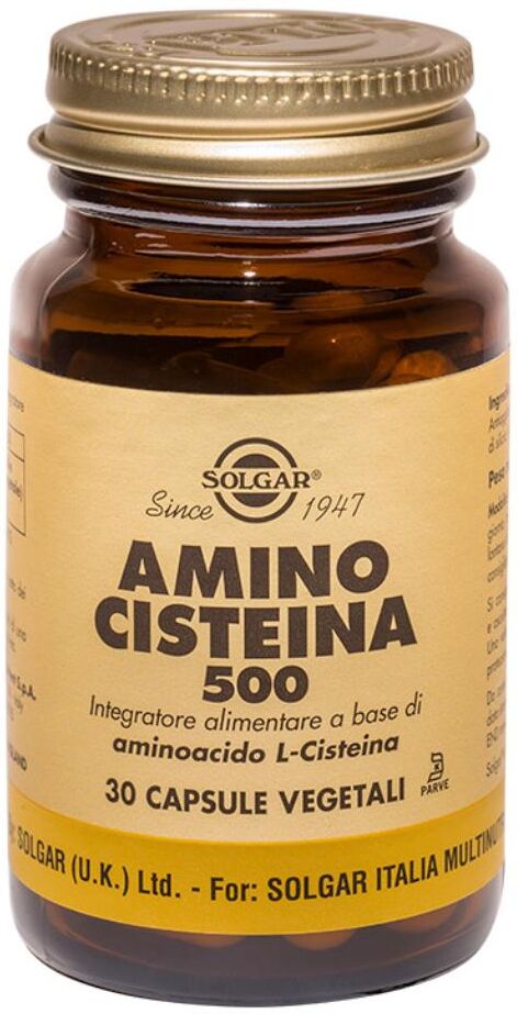 solgar italia solgar - amino cisteina 500, 30 capsule vegetali - integratore di aminoacido cisteina per la salute e il benessere