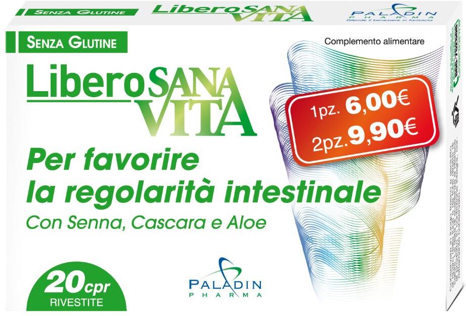 paladin pharma spa sanavita libero 20 compresse - integratore per la regolarità del transito intestinale