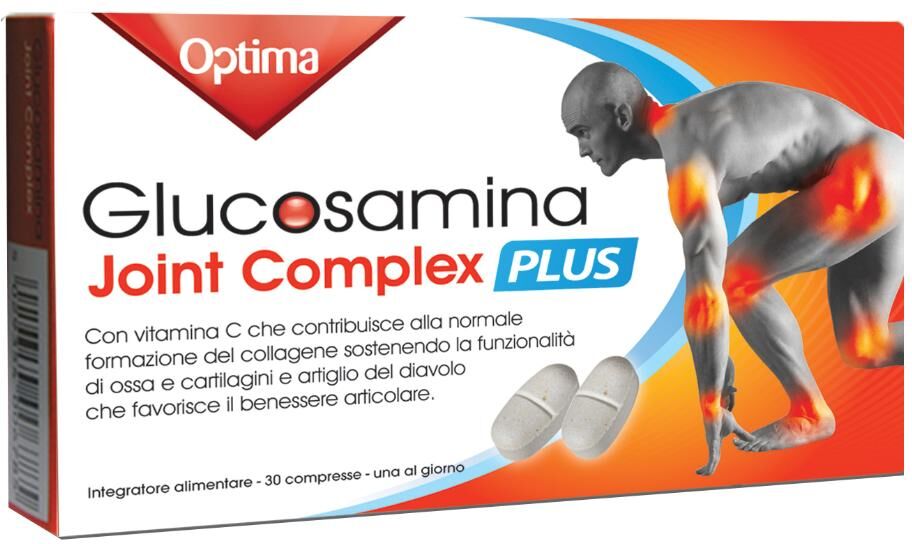 optima naturals srl glucosamina - joint complex plus vitamina c 30 compresse - marca di integratori per il benessere delle articolazioni