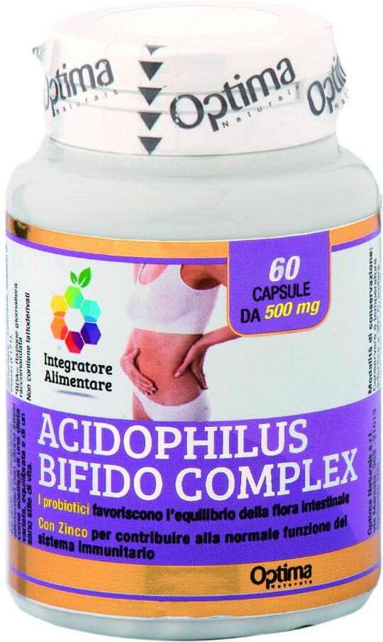 optima naturals srl colours of life - acidophilus bifido complex 60 capsule vegetali - integratore per la salute intestinale e il controllo del peso