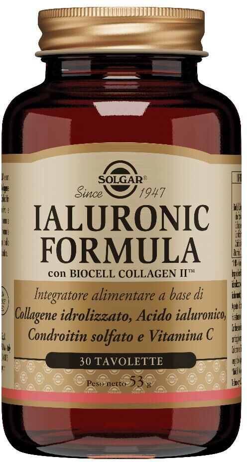 solgar italia solgar - ialuronic formula 30 tavolette - integratore di acido ialuronico per la pelle e le articolazioni