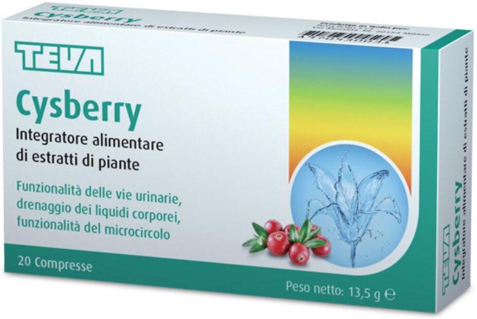 teva italia srl cysberry - 20 compresse integratore per il benessere delle vie urinarie