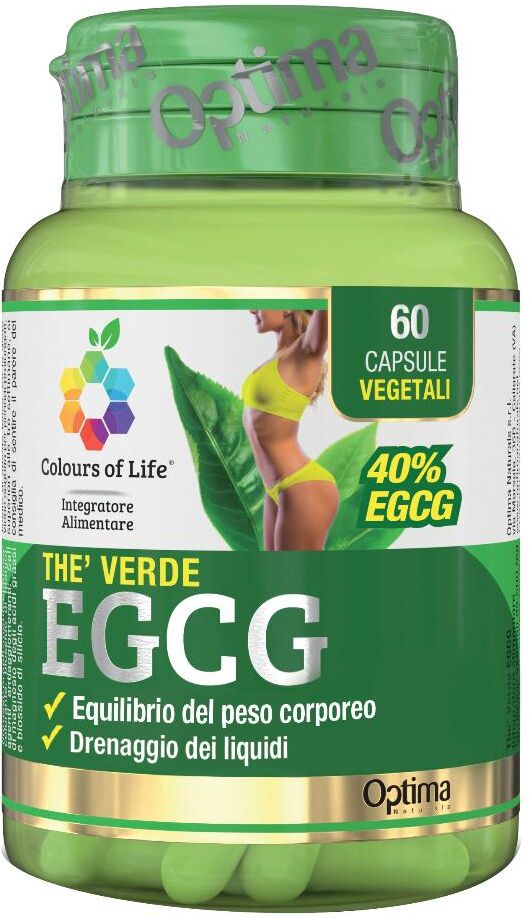 optima naturals srl colours of life - the verde egcg 60 capsule vegetali - integratore per equilibrio del peso corporeo e drenaggio dei liquid