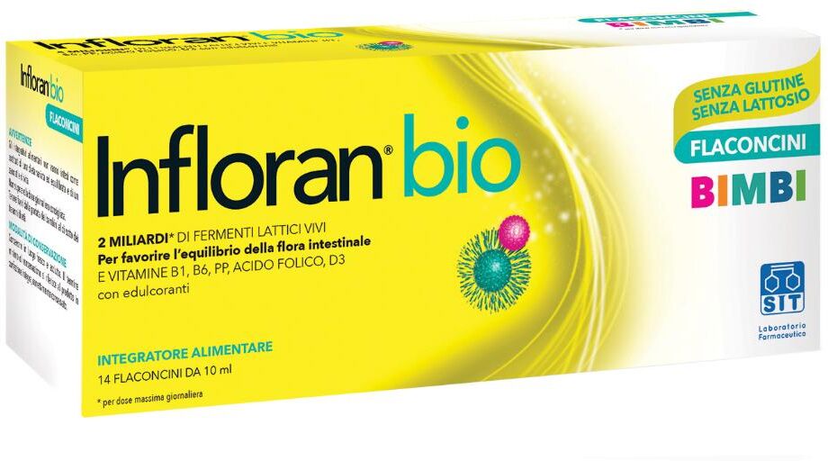 sit laboratorio farmac. srl infloran bio bimbi - 14 flaconcini da 10ml di probiotico naturale per il benessere intestinale dei bambini