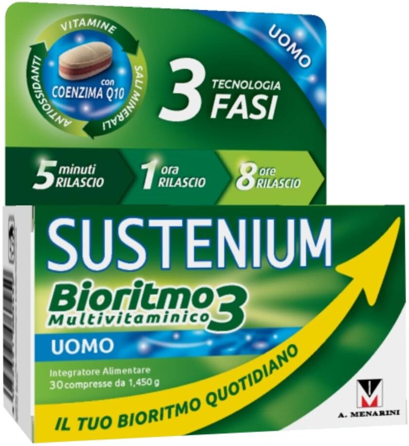 a.menarini ind.farm.riun.srl sustenium bioritmo multivitaminico 3 uomo adulto 30 compresse - integratore alimentare