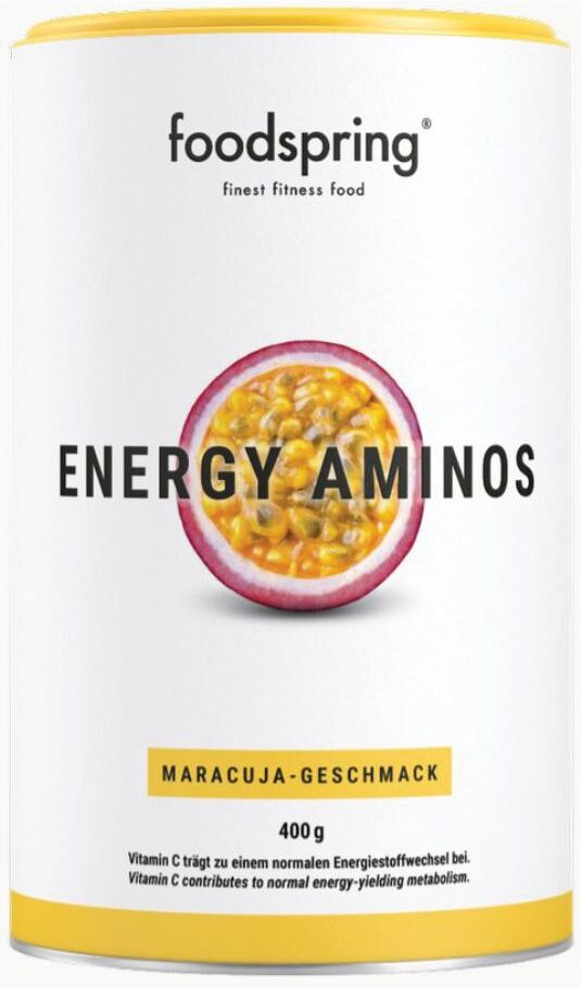 foodspring gmbh foodspring energy aminos 400g gusto maracuja - integratore pre-allenamento con aminiacidi, caffeina e vitamine