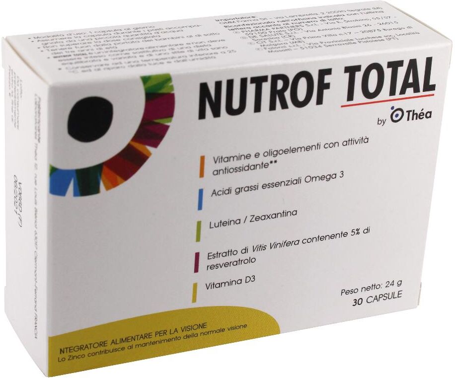 gmm farma srl nutrof total integratore visione 30 capsule - vitamine e antiossidanti per la salute oculare