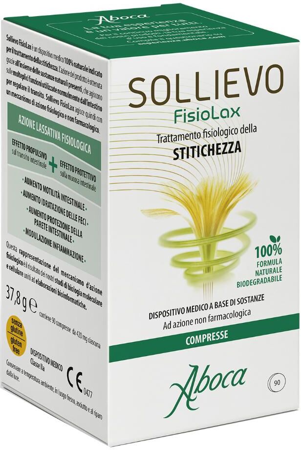 aboca spa societa' agricola aboca sollievo fisiolax trattamento stitichezza 90 compresse - soluzione naturale per il benessere intestinale