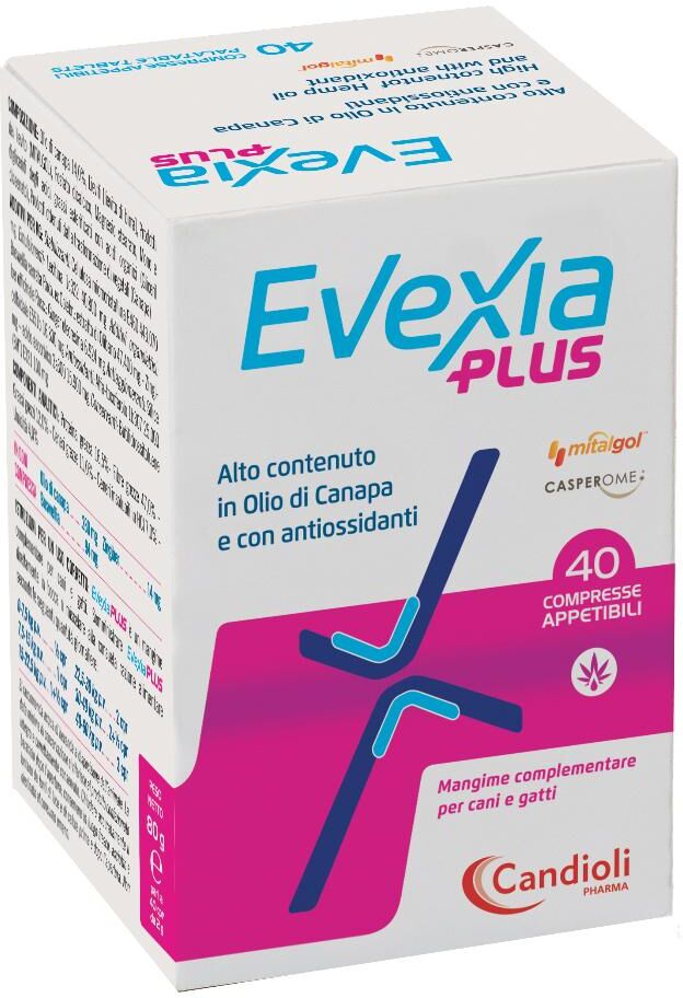 candioli veterinari evexia plus mangime complementare per cani e gatti - 40 compresse - integratore nutrizionale per animali domestici