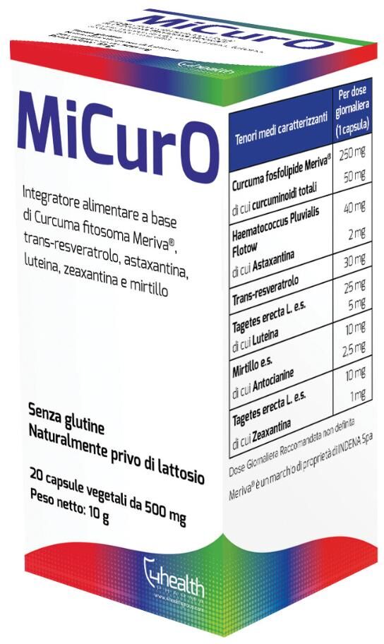 4 health srl micuro integratore visivo e articolare - 20 capsule vegetali - curcuma, resveratrolo, antiossidanti