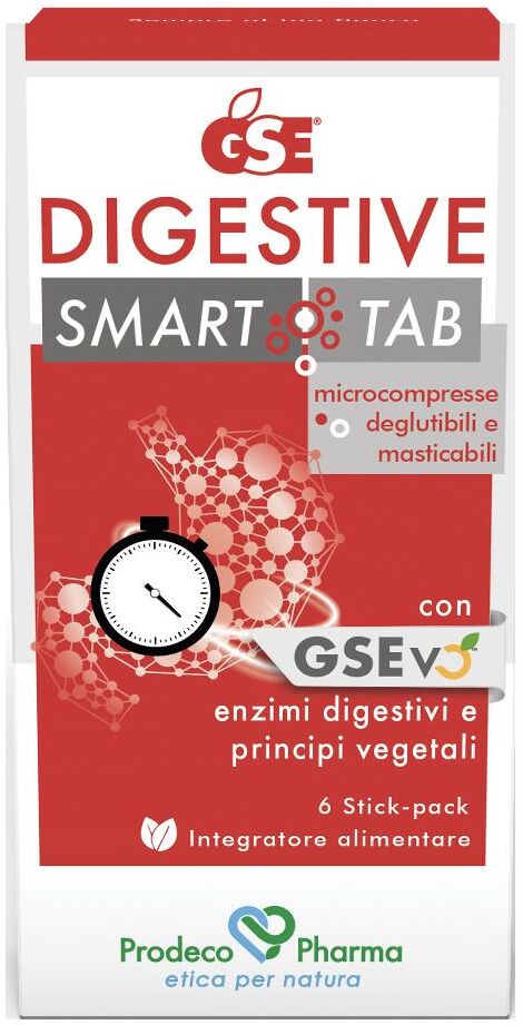 prodeco pharma srl gse digestive smart·tab 6 stickpack - integratore digestivo con estratto di semi di pompelmo e enzimi