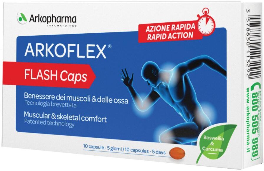 arkofarm srl arkoflex flash caps 10 capsule - integratore a base di rhuleave-k, curcuma e boswellia