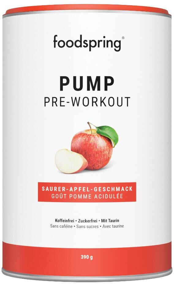 foodspring gmbh foodspring pump pre-workout 390g gusto mirtillo rosso e arancia - integratore con vitamina c, potassio e aminoacidi