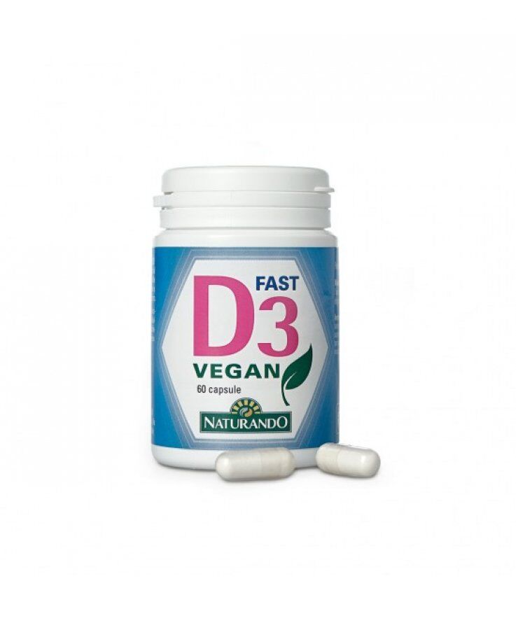 Naturando Srl Naturando D3 Fast Vegan - Integratore di Vitamina D3 Vegetale - 60 Capsule