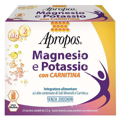 Desa Pharma Apropos Magnesio e Potassio Carnitina - Integratore in Bustine - 24 Bustine da 3,5g