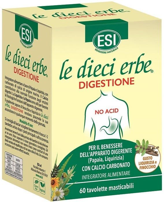 Esi Srl Esi - Le Dieci Erbe Digestione No Acid 60 Tavolette