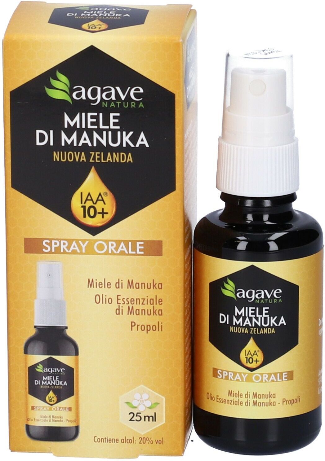 Agave Srl Agave Natura Spray Orale IAA 10+ 25ml - Miele di Manuka per Difese Immunitarie Potenziate