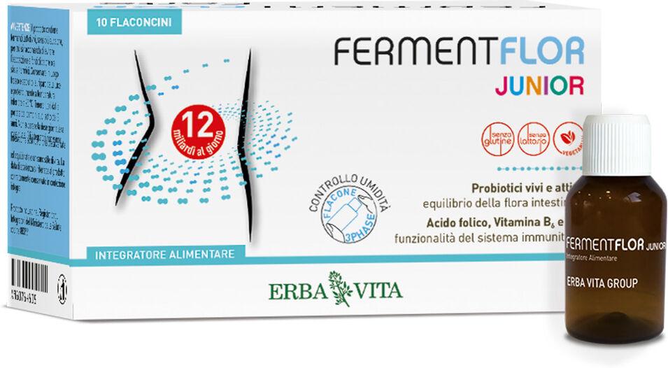 Erba Vita Fermentflor Junior - Funzionalità del sistema immunitario e della flora intestinale 10 flaconcini