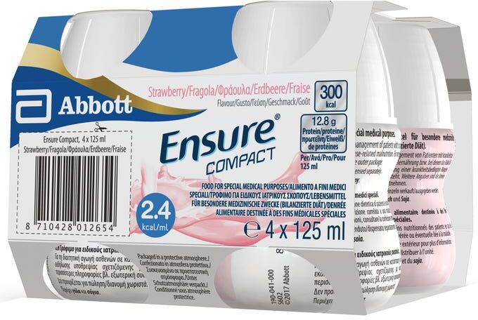 Abbott Ensure Compact - Bevanda dietetica Gusto Fragola 4X125 ml