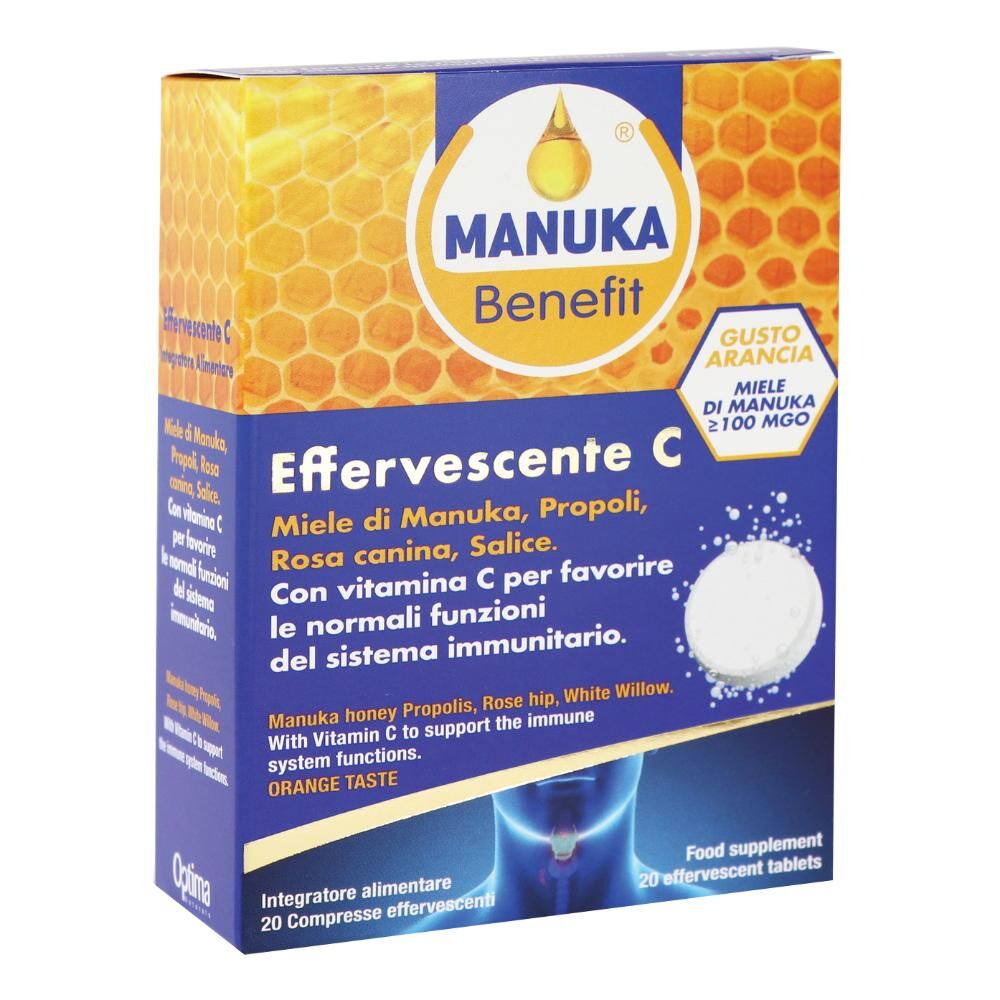 Optima Naturals Srl Manuka Benefit Effervescente C - Integratori per il Sistema Immunitario - 20 Compresse