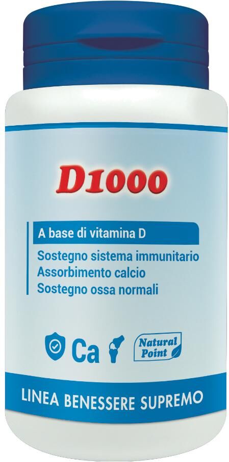 Natural Point D 1000 70 capsule vegetali: Integratore Vitamina D per supporto immunitario, assorbimento calcio e ossa forti