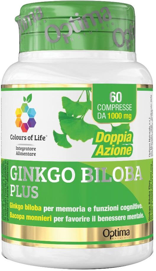 Optima Naturals Srl Colours of Life - Ginkgo Biloba Plus 60 Compresse - Integratore per le Capacità Cognitive e la Riduzione dello Stress