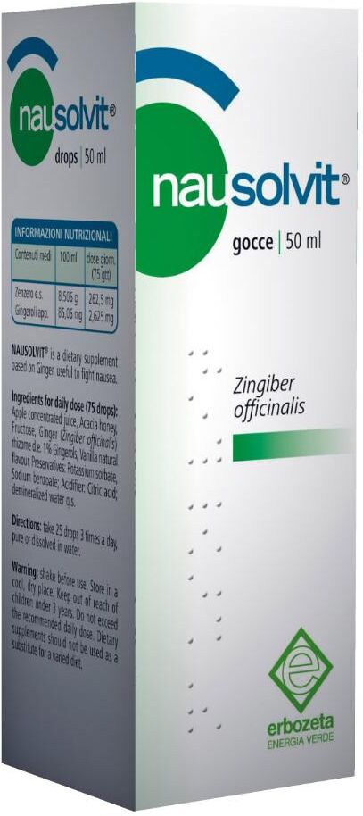 Erbozeta Spa Nausolvit Gocce 50ml - Integratore Alimentare a Base di Zenzero per Contrastare la Nausea