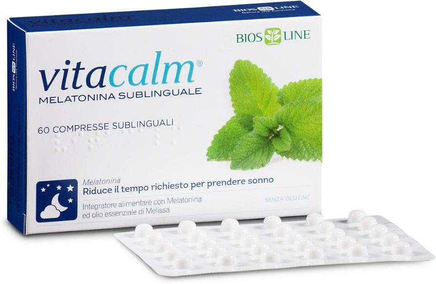 Bios Line VitaCalm Melatonina 60 Compresse Sublinguali - Integratore con Melissa e Olio Essenziale di Agrumi