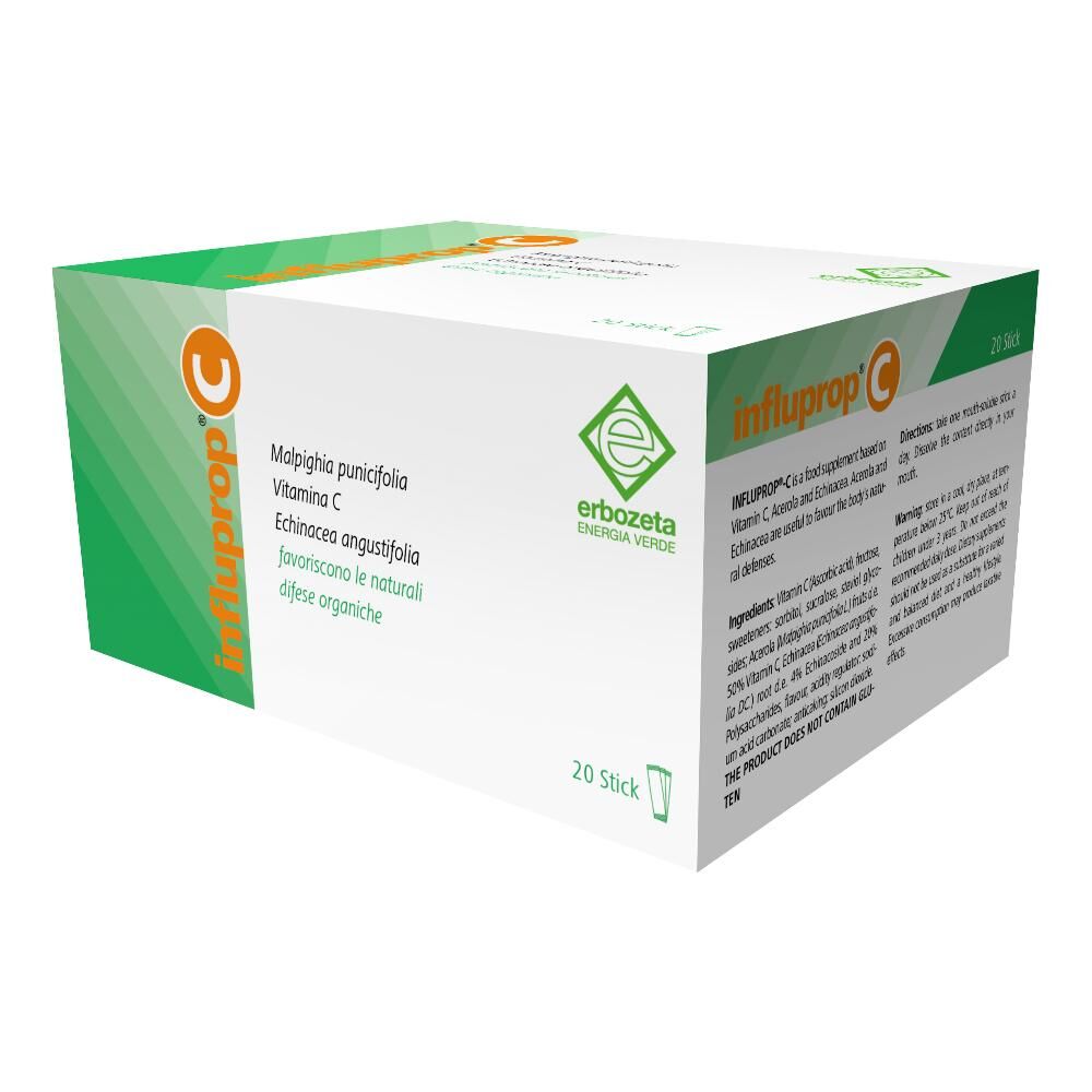 Erbozeta Spa Influprop C 20 Stick Orosolubili - Integratore Alimentare per le Difese Immunitarie