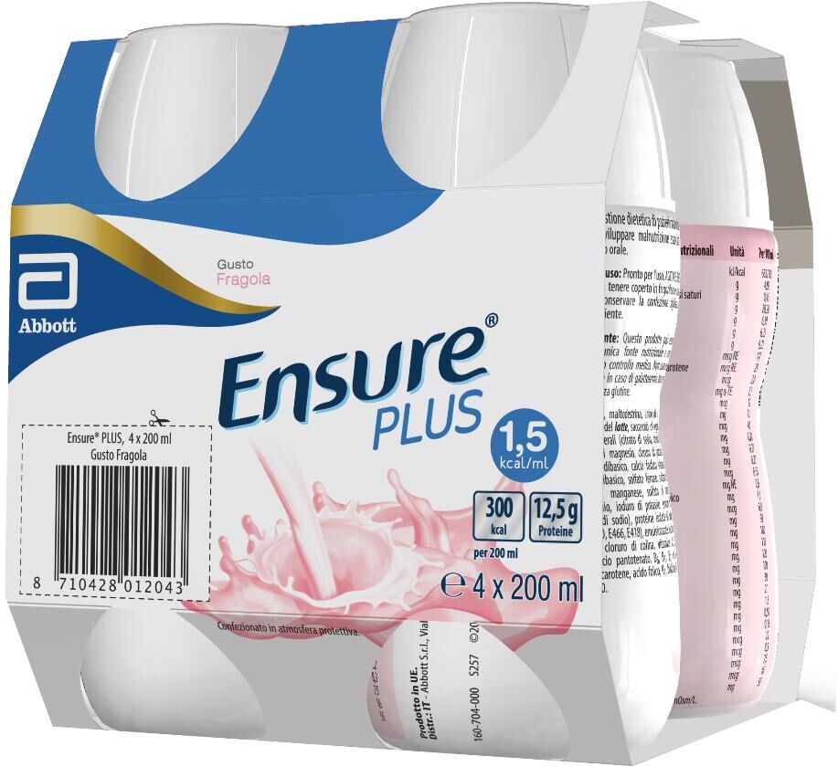 Abbott Ensure Plus - Bevanda dietetica Gusto Fragola 4X200 ml