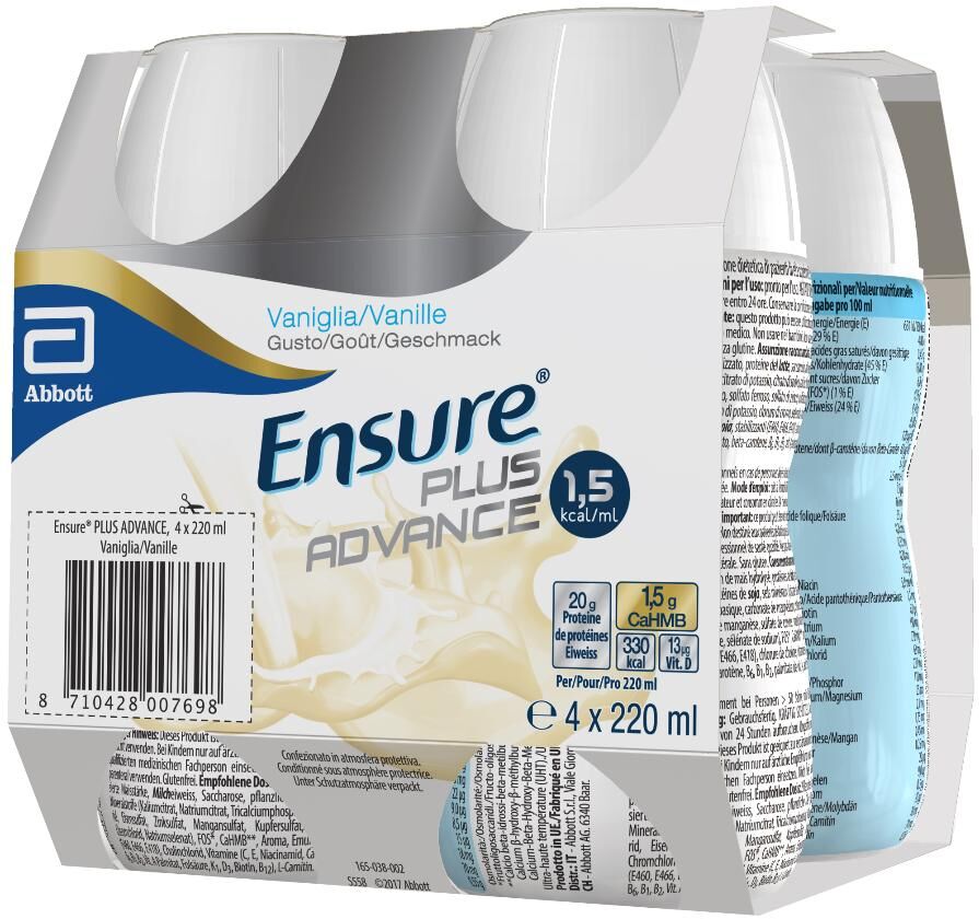 Abbott Ensure Plus Advance  - Supplemento nutrizionale Gusto Vaniglia 4 X 220 ml