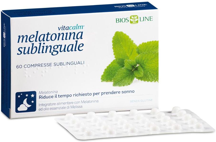 Bios Line Spa Vita Calm Melatonina 120 Compresse - Integratore Sublinguale di Melatonina ed Olio Essenziale di Melissa