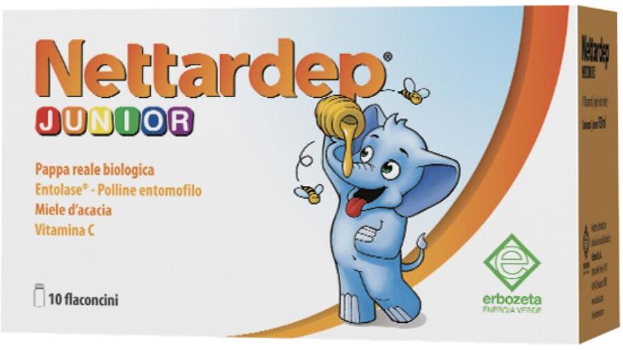 Erbozeta Spa Nettardep Junior 10 Flaconcini - Integratore Alimentare con Pappa Reale e Vitamina C per Bambini