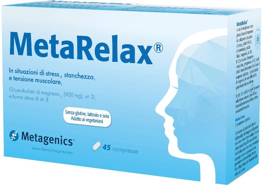 Metagenics Belgium Metarelax 45 Compresse - Integratore di Magnesio, Vitamine B e Taurina