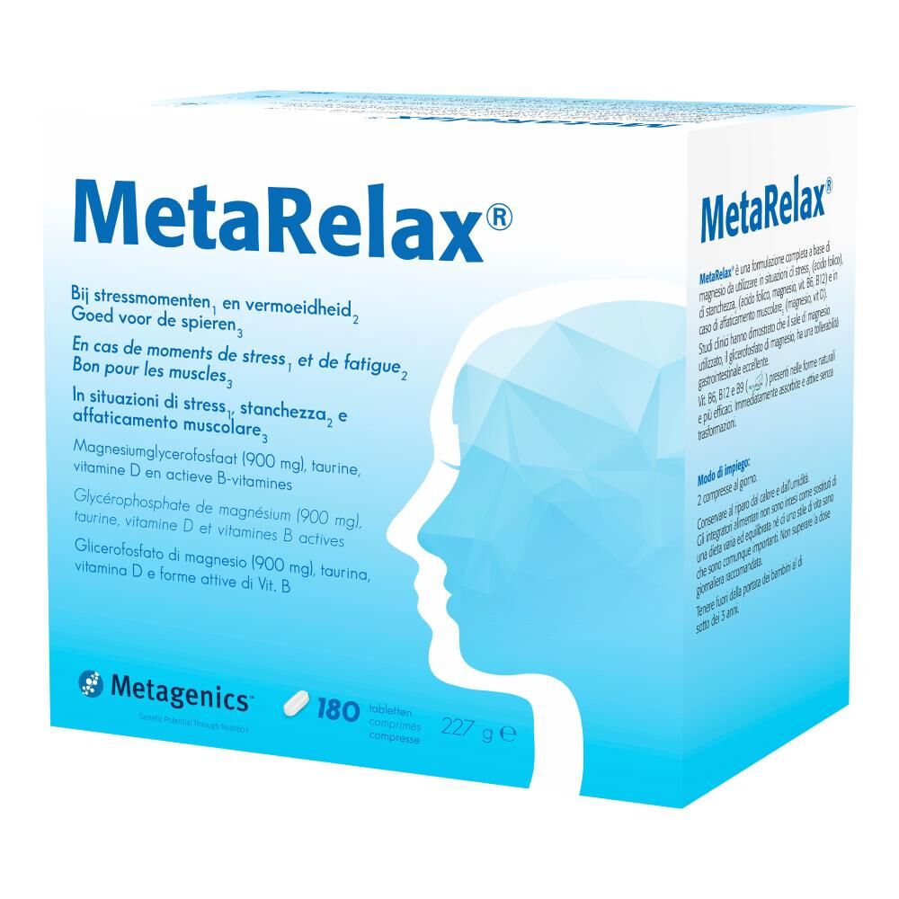 Metagenics Belgium Metarelax 180 Compresse - Integratore di Magnesio per Stress, Stanchezza e Affaticamento Muscolare
