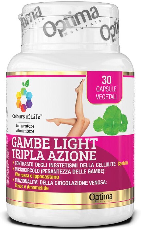 Optima Naturals Srl Colours Of Life Gambe Light Tripla Azione Optima Naturals - 30 Capsule - Migliora la Circolazione e Sconfiggi i Disturbi