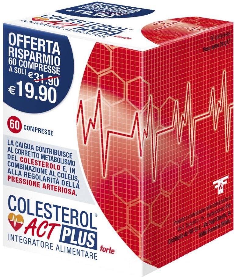 F&f Srl Colesterol Act Plus Forte Integratore cuore 60 compresse - Supporto naturale per il Benessere Cardiovascolare