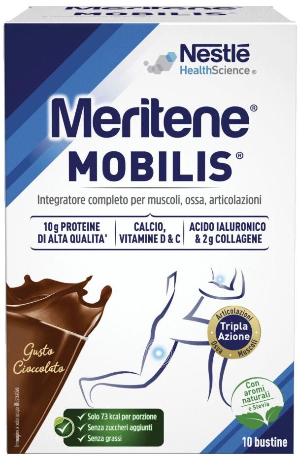 Nestle Health Meritene Mobilis Chocolate - Integratore Muscoli, Ossa e Articolazioni - 10 Bustine