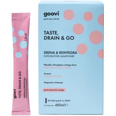 THE GOOD VIBES COMPANY Srl Goovi Taste Drain & Go Pesca e Mango, 24 Stick THE GOOD VIBES COMPANY Srl Goovi Taste Drain & Go Pesca e Mango, 24 Stick