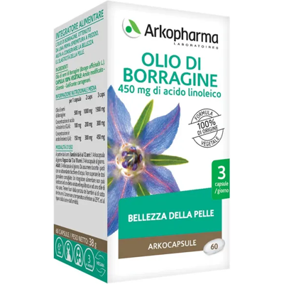 ARKOFARM Srl Arkopharma Olio di Borragine 60 Capsule - Integratore Alimentare con Olio di Borragine e Vitamina E ARKOFARM Srl Arkopharma Olio di Borragine 60 Capsule - Integratore Alimentare con Olio di Borragine e Vitamina E