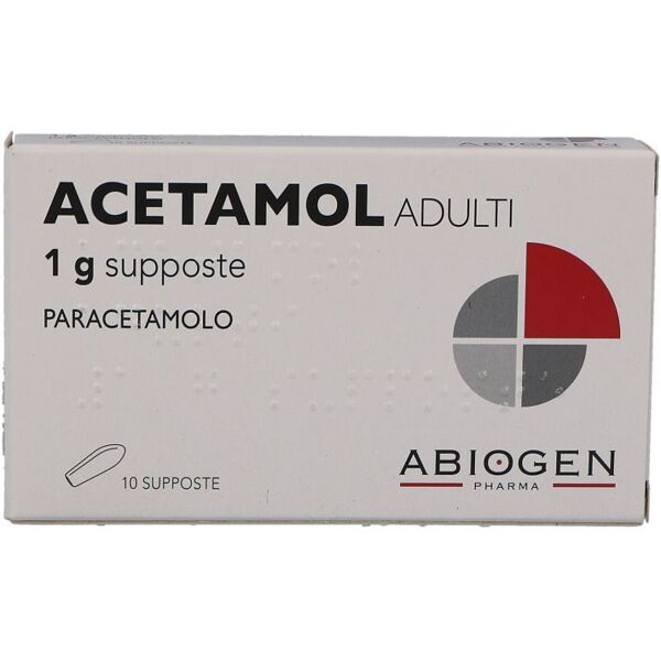 abiogen pharma spa abiogen pharma - acetamol adulti 10 supposte 1g, trattamento per febbre e dolore